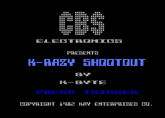 K-razy Shoot-Out title screen for Atari 5200